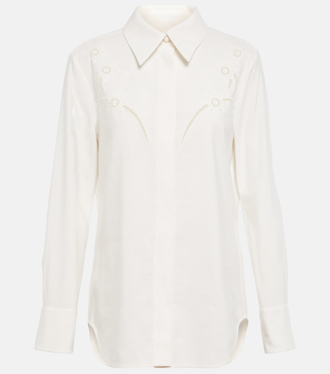 Camicia in crêpe de chine con pizzo | Chloé