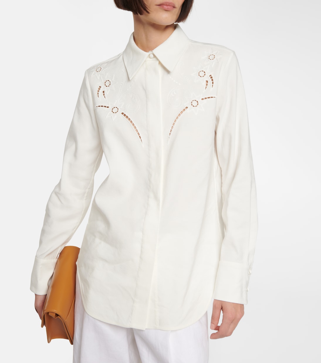 Camicia in crêpe de chine con pizzo | Chloé