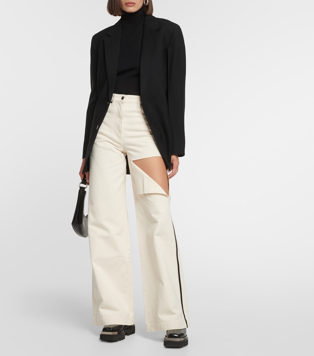 Distressed high-rise wide-leg jeans | Peter Do