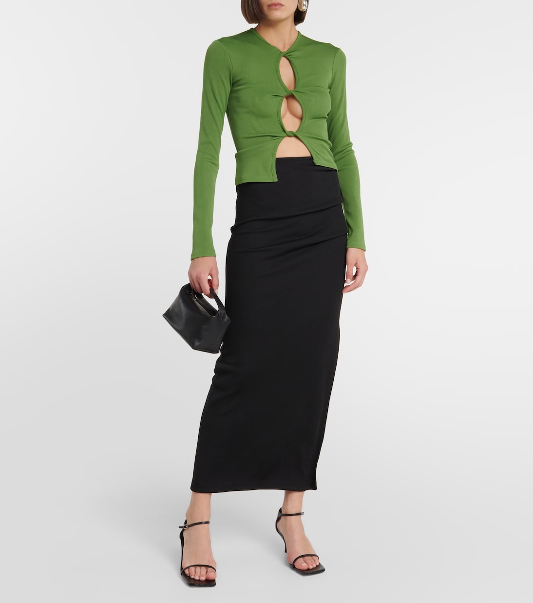 Open Twist ribbed-knit maxi skirt | Christopher Esber