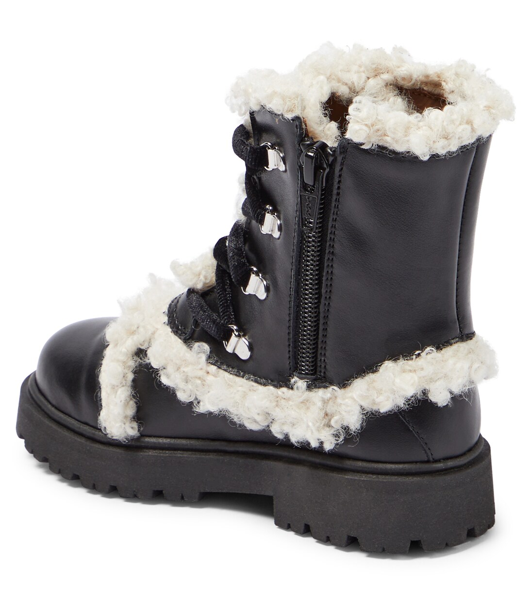 Shearling-trimmed leather lace-up boots | PèPè