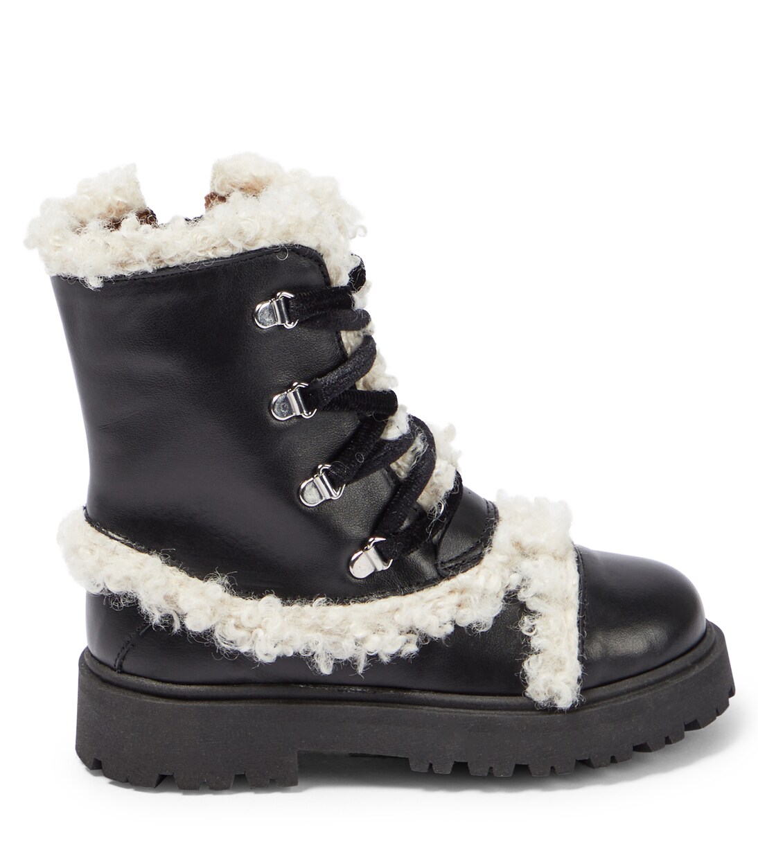 Shearling-trimmed leather lace-up boots | PèPè