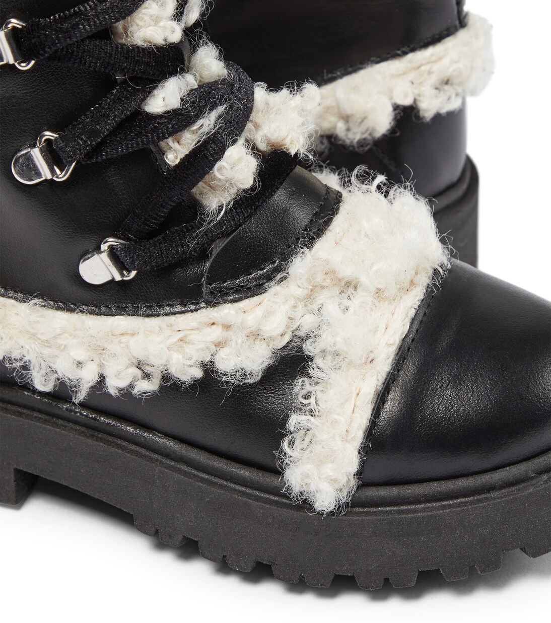 Shearling-trimmed leather lace-up boots | PèPè