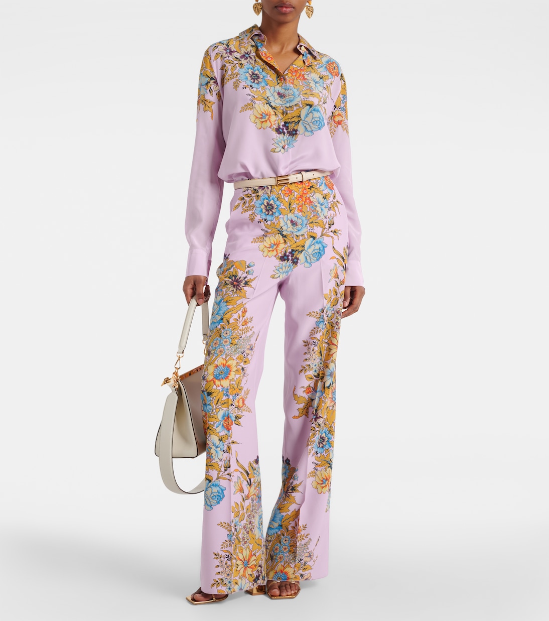Floral high-rise silk wide-leg pants | Etro