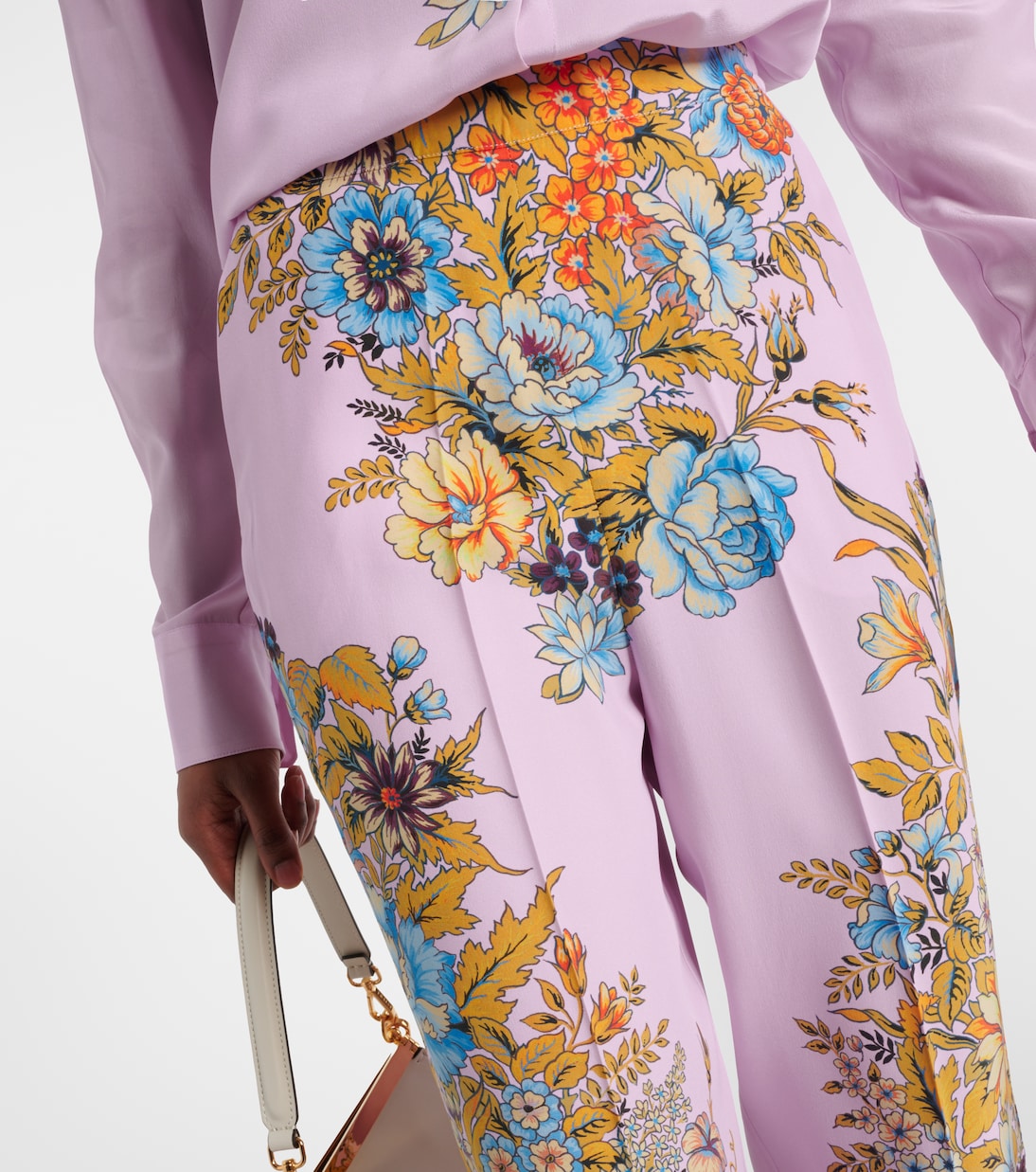 Floral high-rise silk wide-leg pants | Etro
