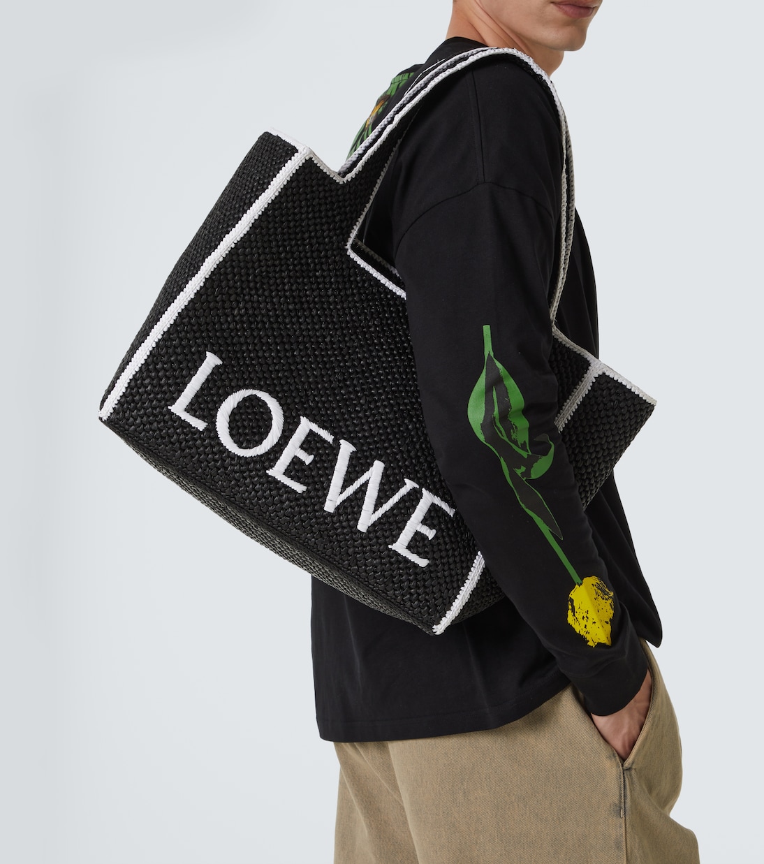 Cabas Large en raphia à logo | Loewe