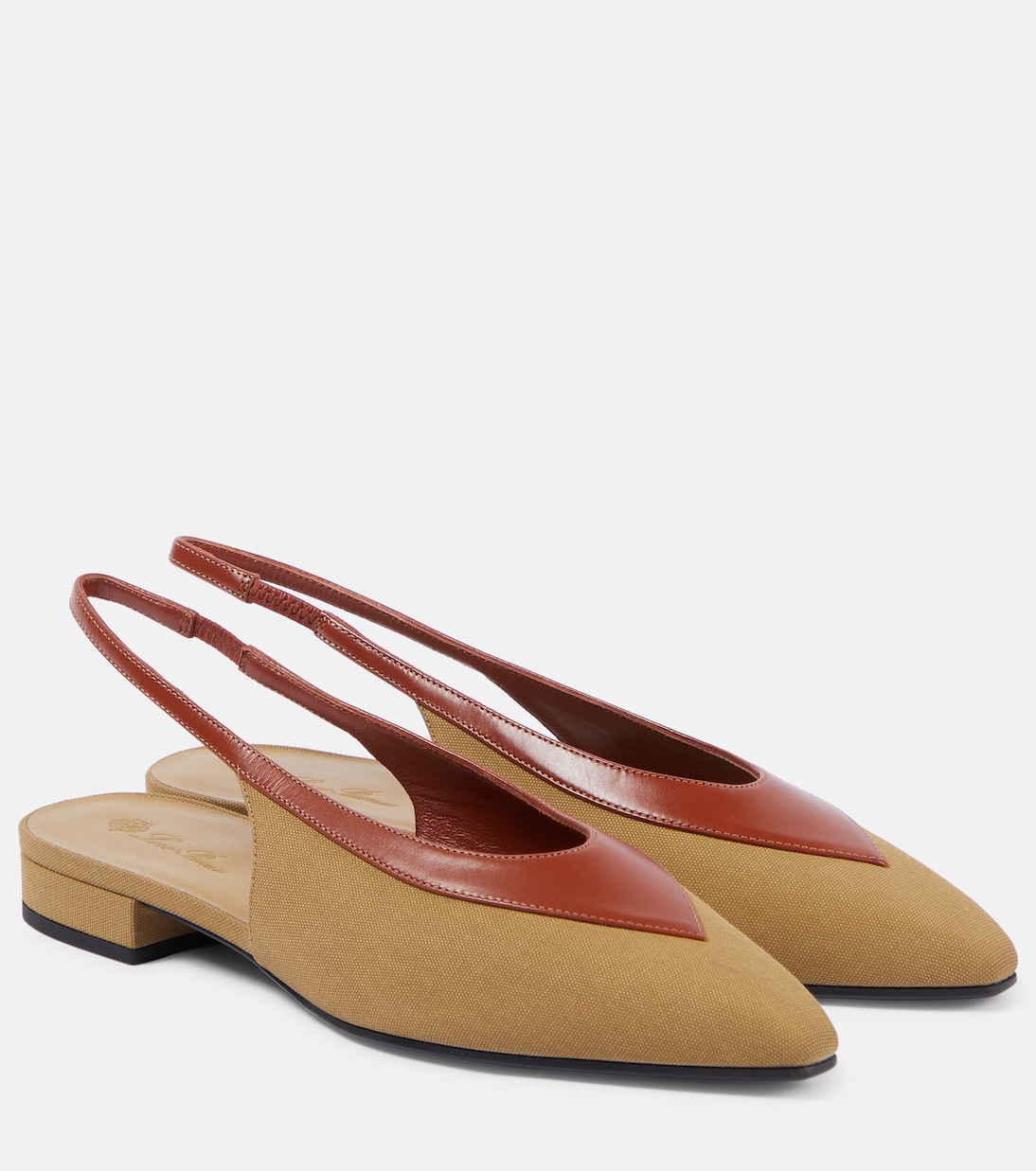 Rebecca leather-trimmed slingback flats | Loro Piana