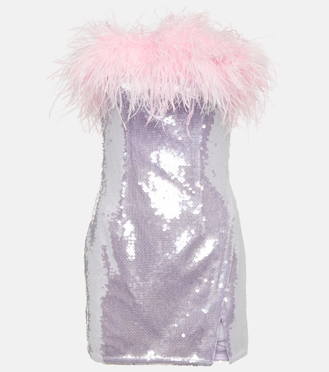 Feather-trimmed sequined minidress | Self-Portrait