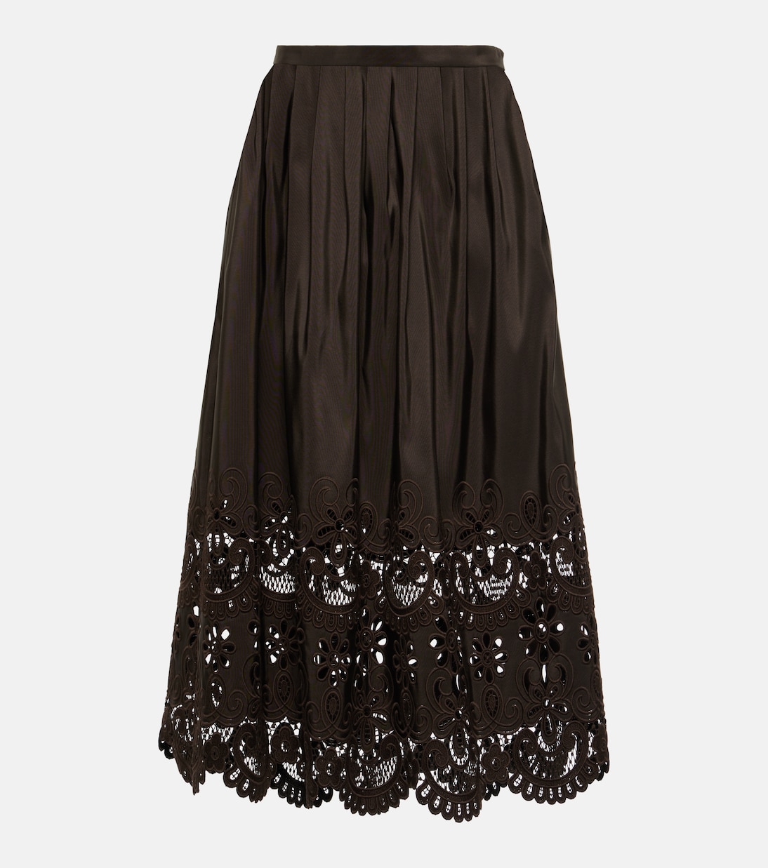 Gonna midi in seta con pizzo macramè | Valentino