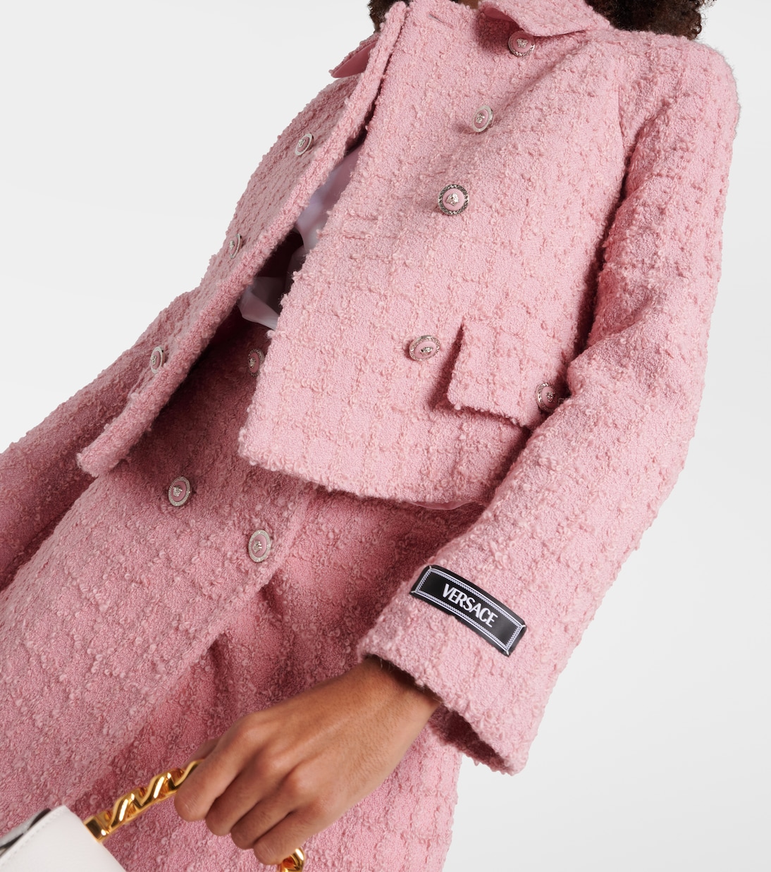 Double-breasted bouclé tweed jacket | Versace