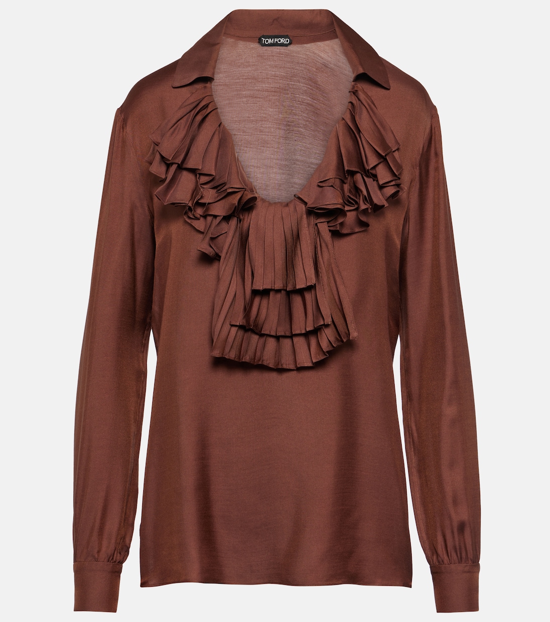 Blusa in twill con volant | Tom Ford