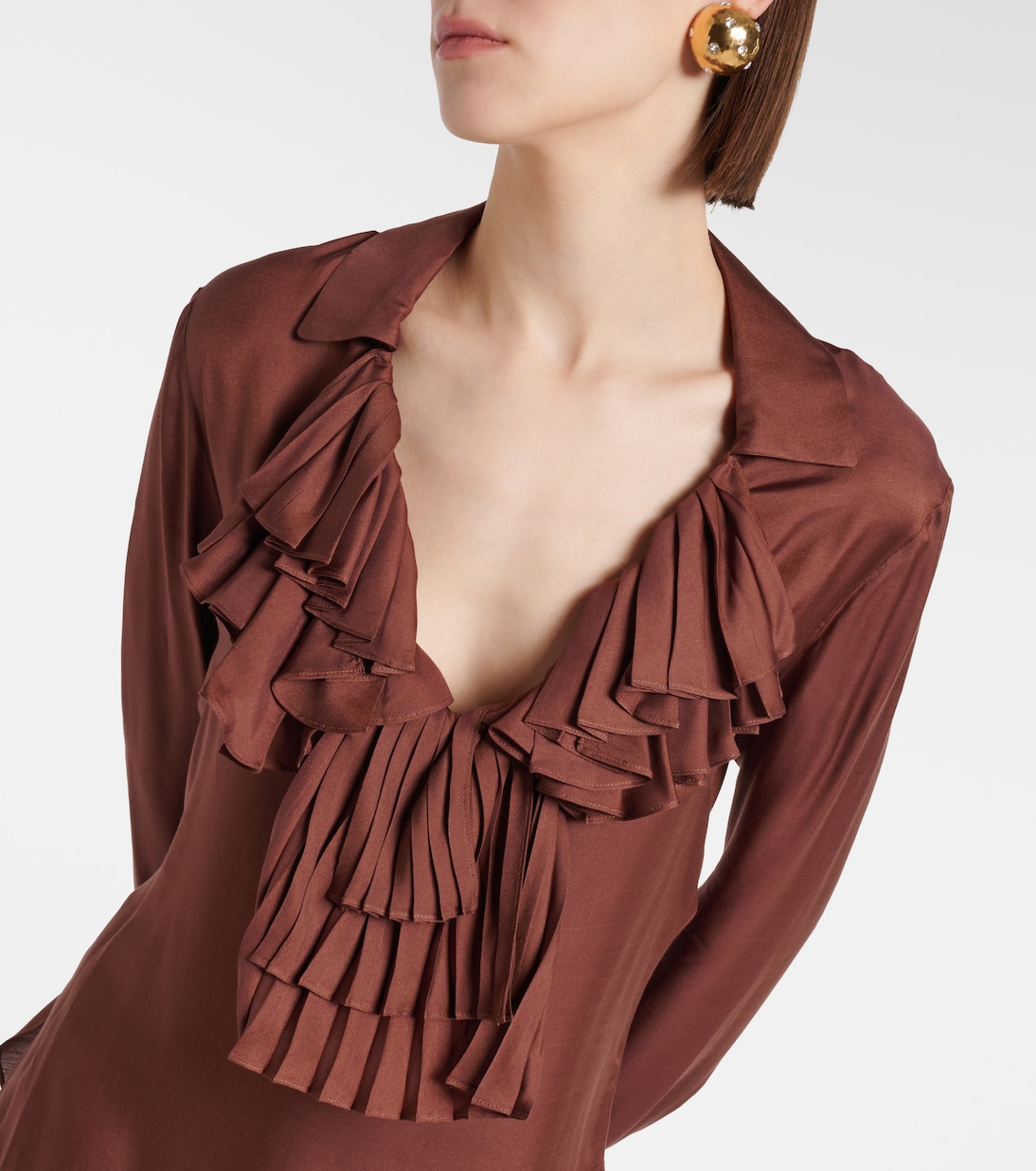 Blusa in twill con volant | Tom Ford