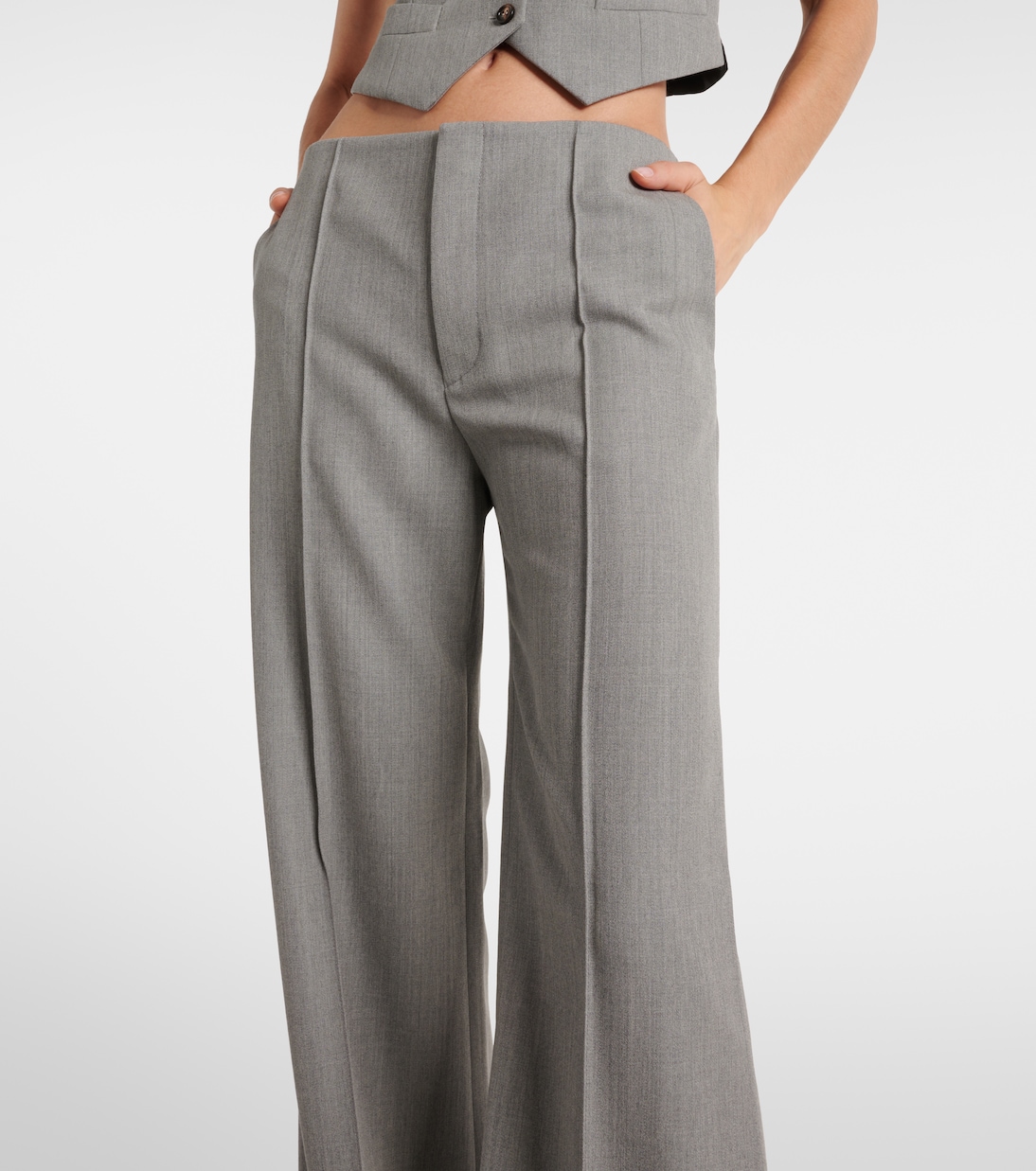 Wool flared pants in grey - Chloe | Mytheresa