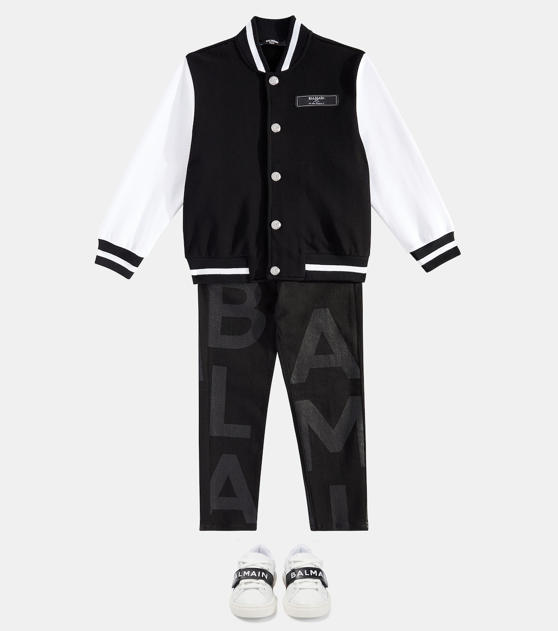 Chaqueta varsity de algodón con logo | Balmain Kids