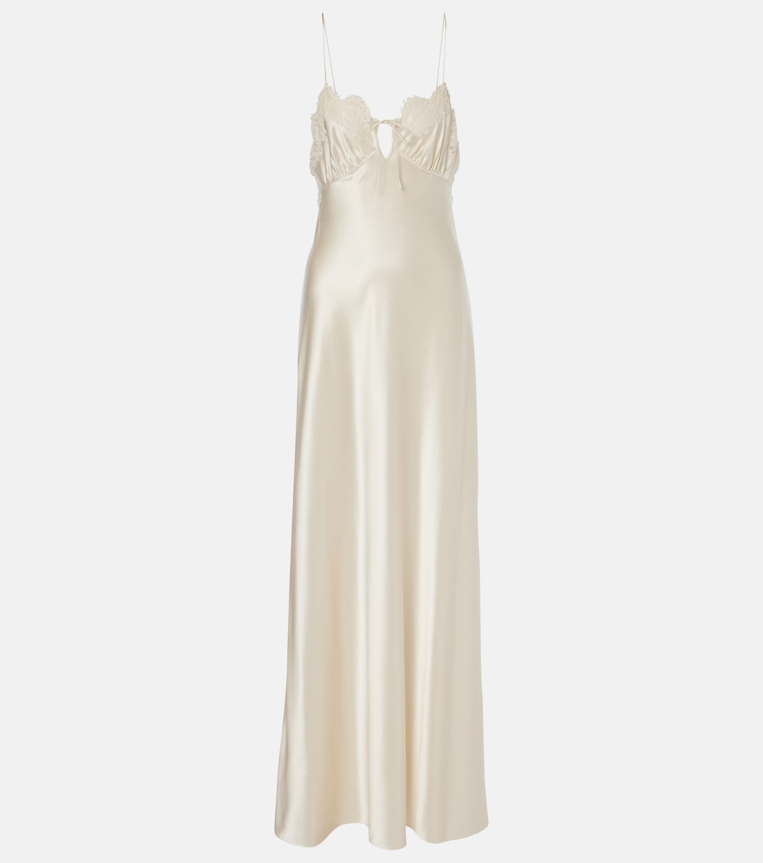 Lace-trimmed silk satin gown | Saint Laurent