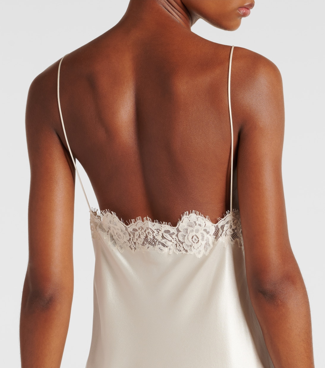 Lace-trimmed silk satin gown | Saint Laurent