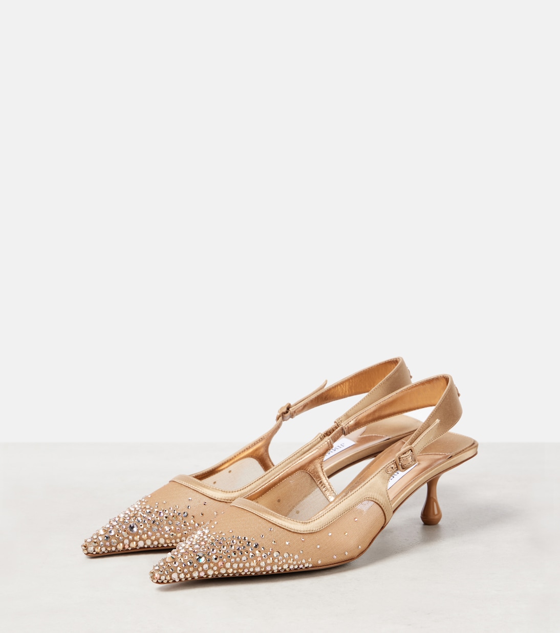 Pumps slingback Amel 50 in mesh con cristalli | Jimmy Choo