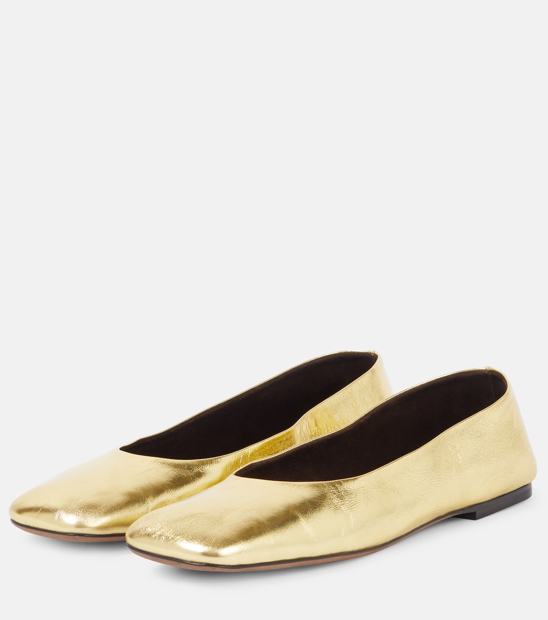 Ballerines Square en cuir métallisé | The Row
