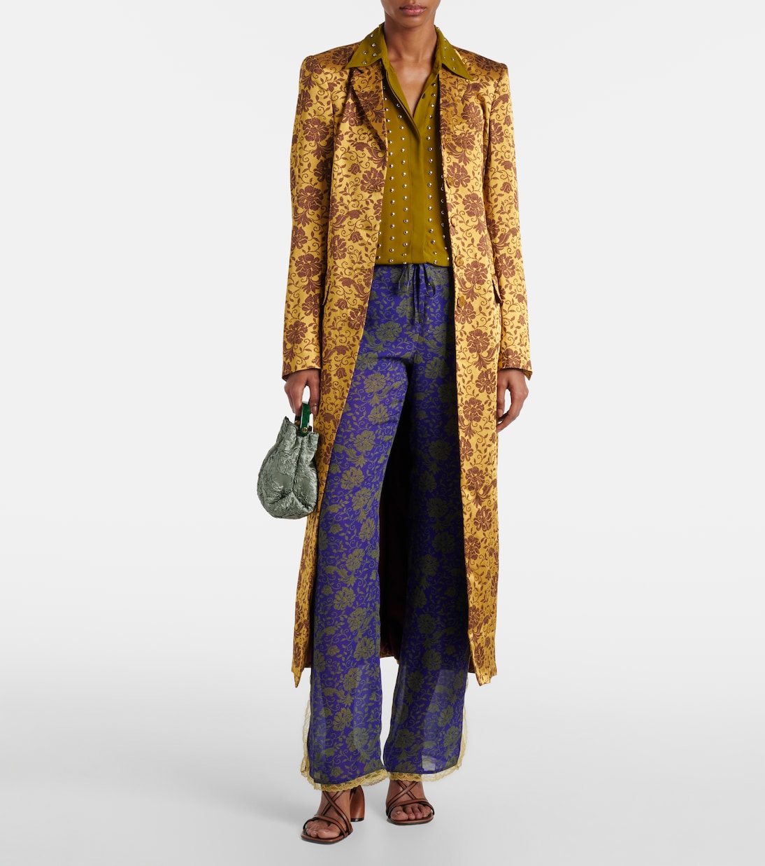 Pantaloni regular in jacquard con stampa floreale | Dries Van Noten