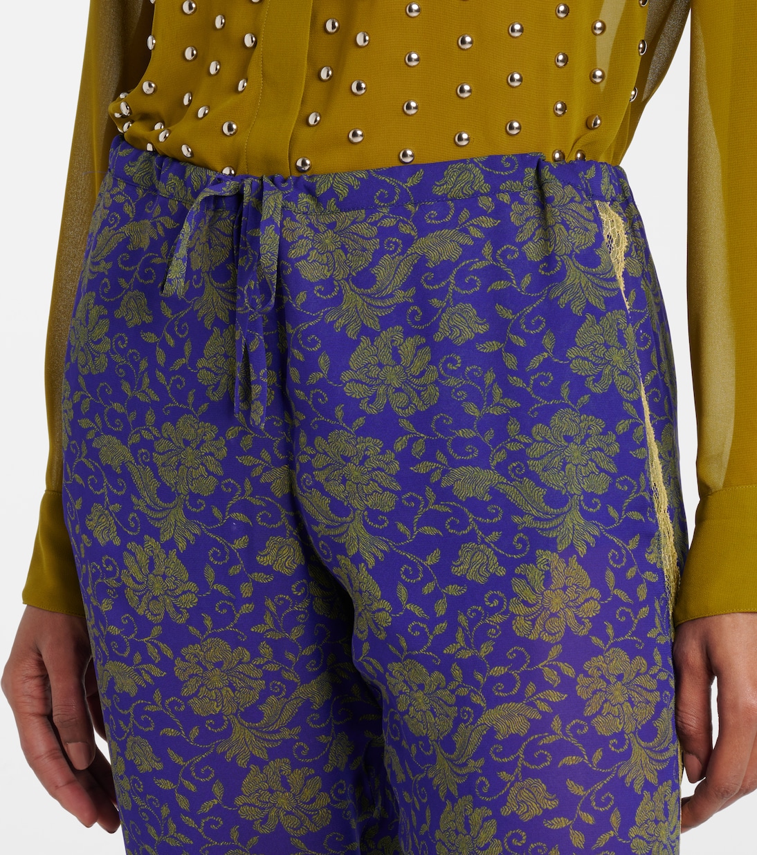 Pantaloni regular in jacquard con stampa floreale | Dries Van Noten