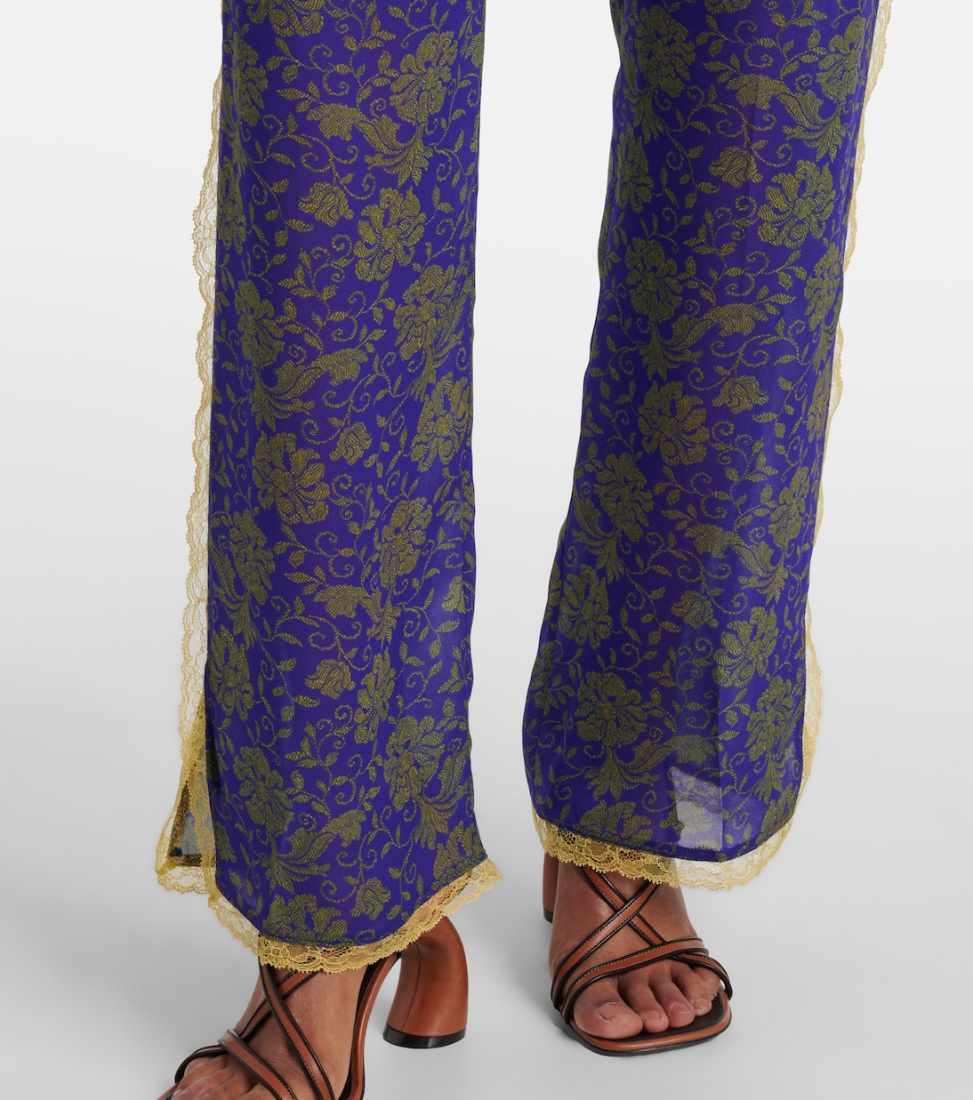 Pantaloni regular in jacquard con stampa floreale | Dries Van Noten