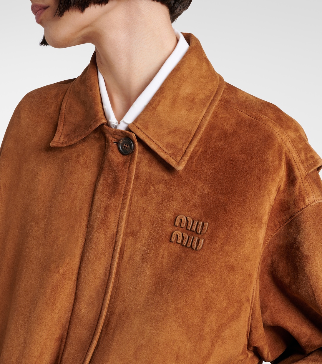 Logo suede blouson | Miu Miu