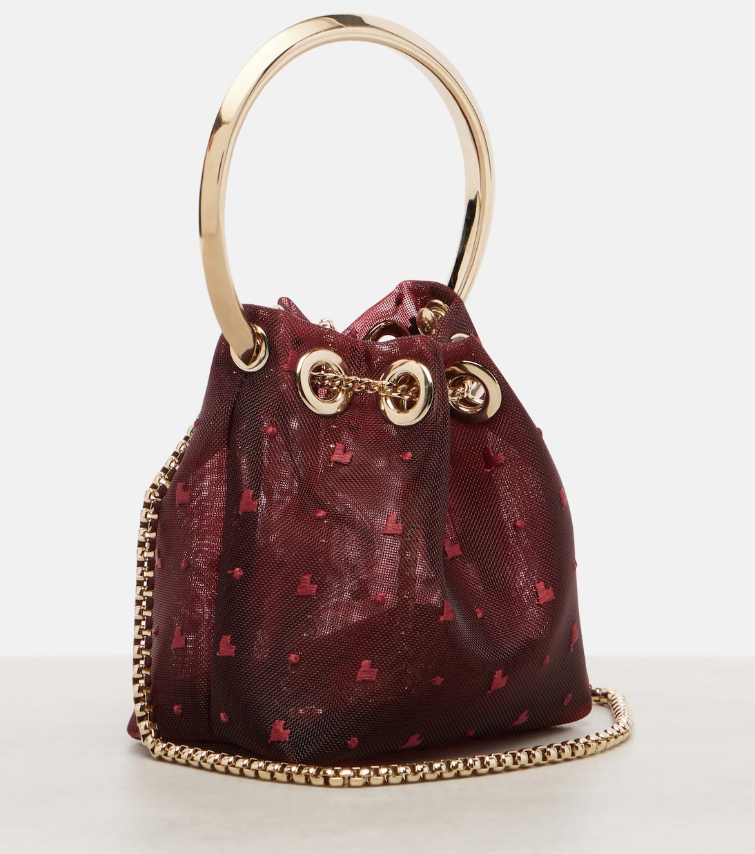 Bon Bon Micro mesh bucket bag | Jimmy Choo