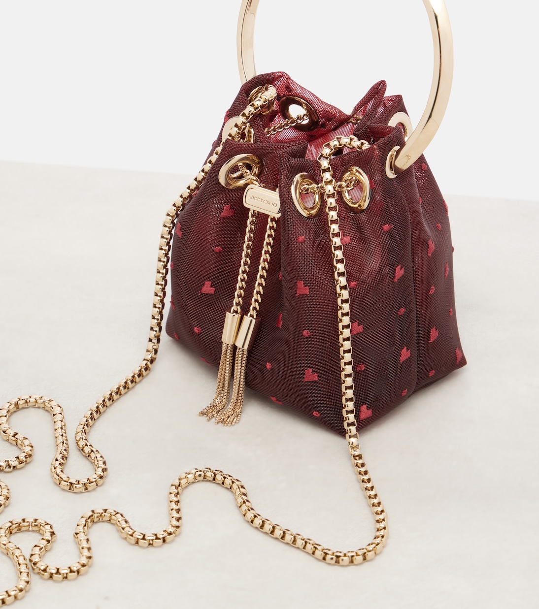 Bon Bon Micro mesh bucket bag | Jimmy Choo