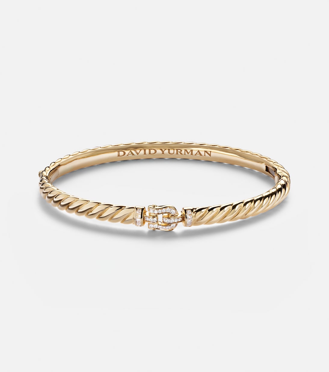 Sculpted Cable Buckle 18kt gold bracelet with diamonds | David Yurman
