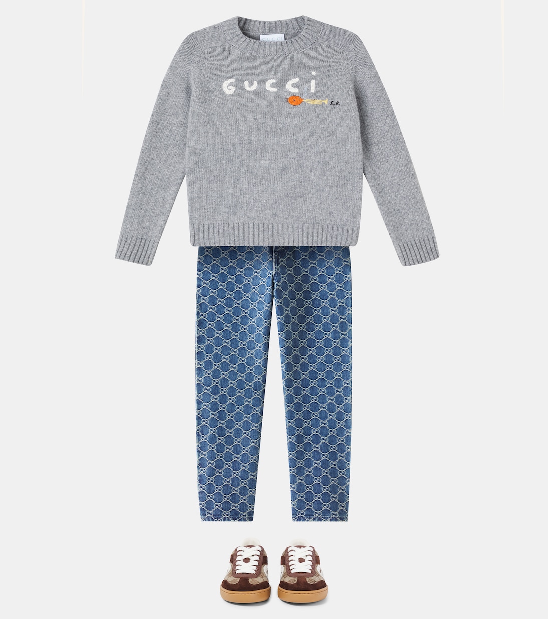 Interlocking G suede-trimmed sneakers | Gucci Kids