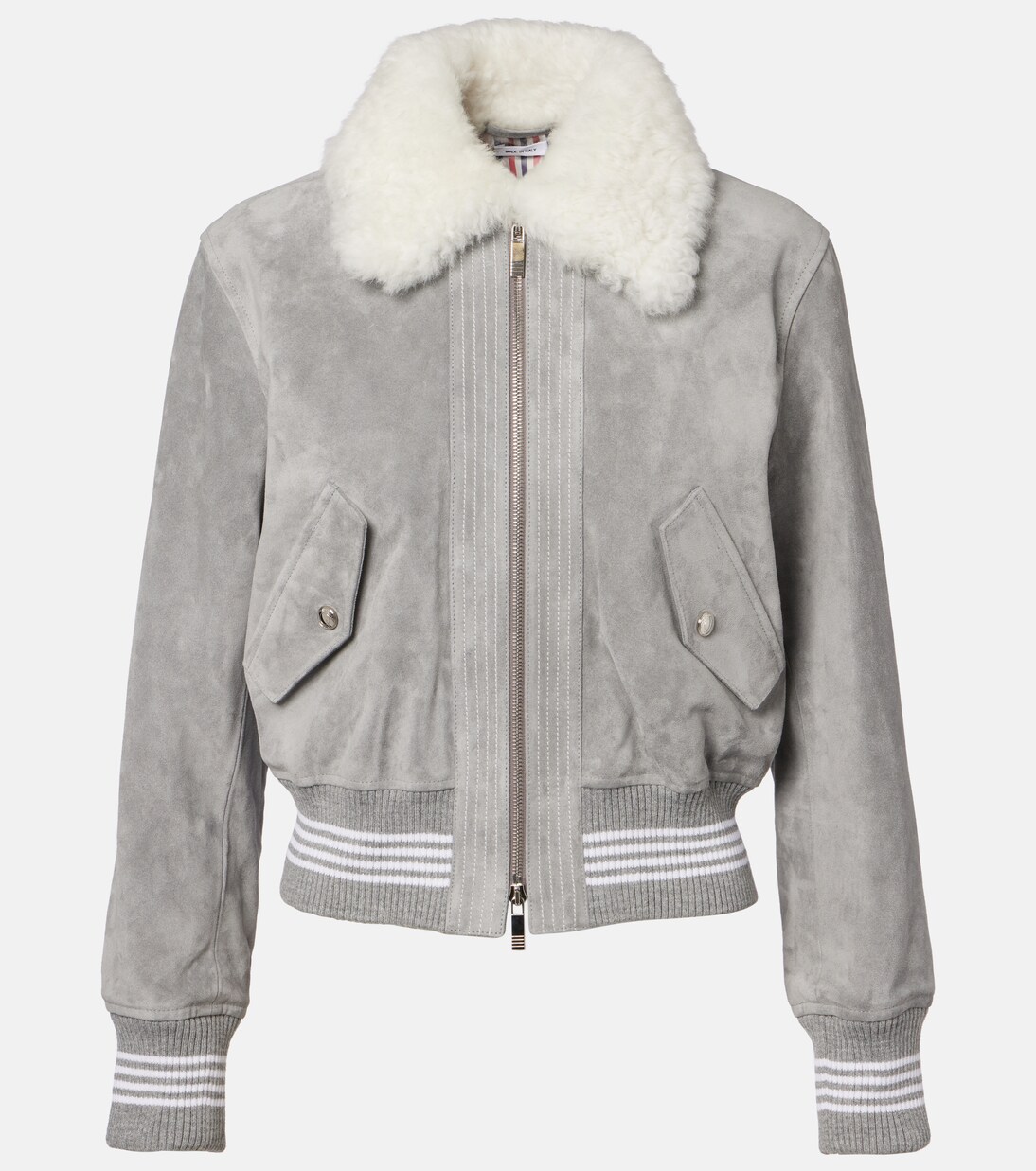 Shearling-trimmed suede jacket | Thom Browne