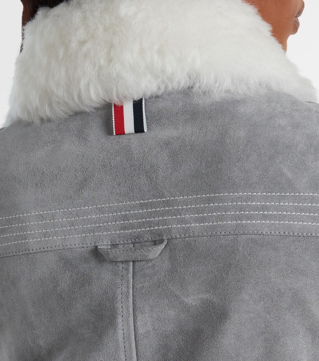Shearling-trimmed suede jacket | Thom Browne