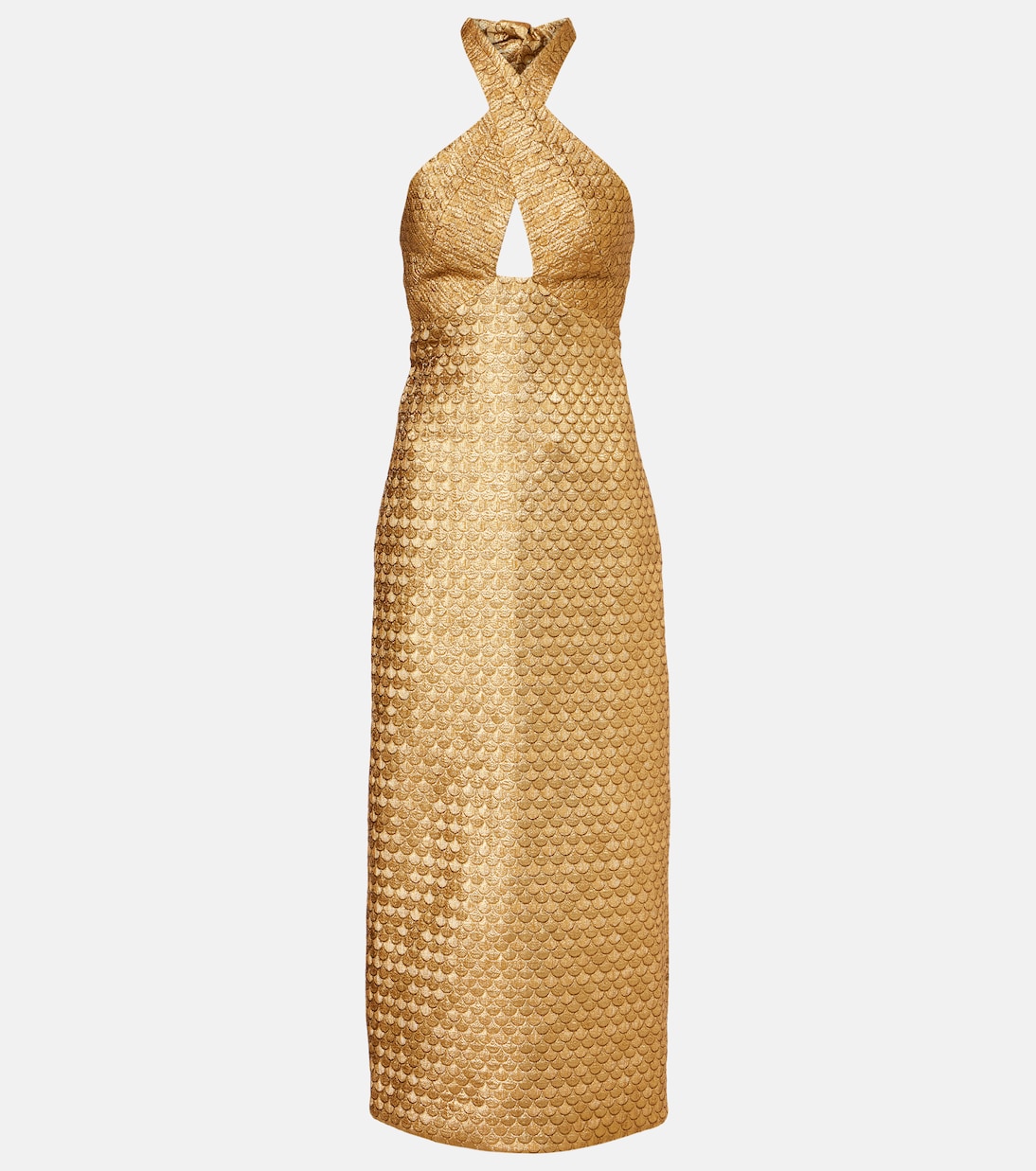 Cutout halterneck lurex® jacquard gown | Johanna Ortiz