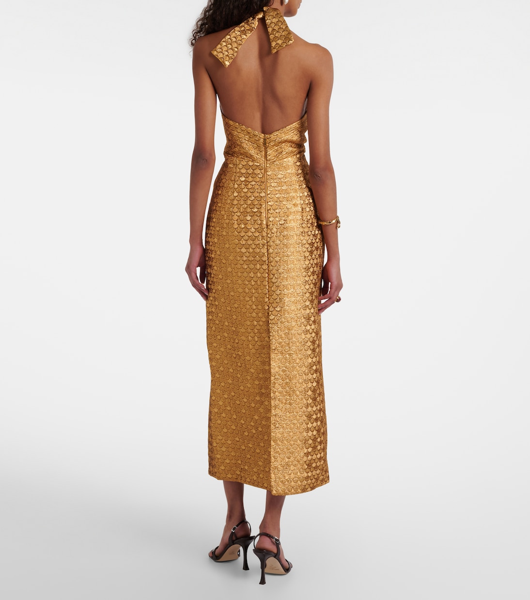 Cutout halterneck lurex® jacquard gown | Johanna Ortiz
