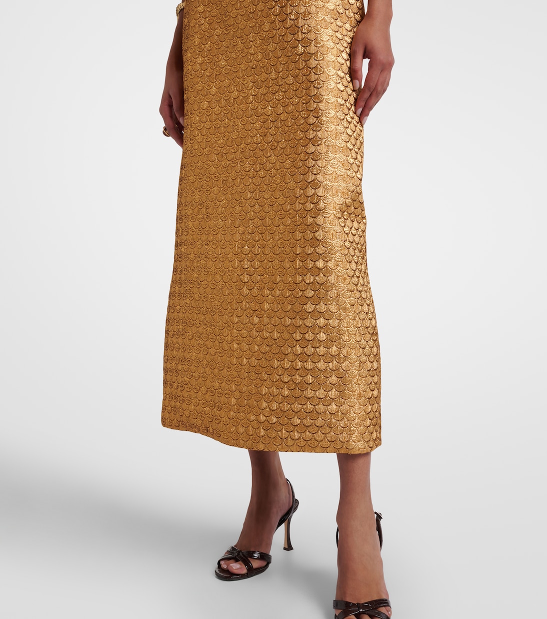 Cutout halterneck lurex® jacquard gown | Johanna Ortiz