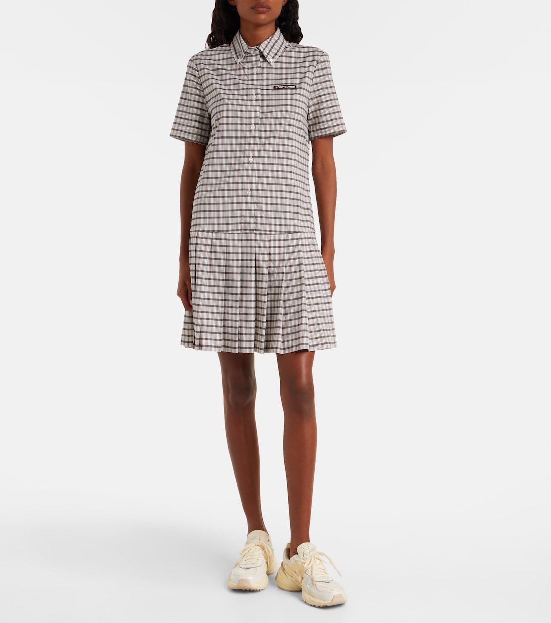 Plaid pleated minidress | Tory Burch
