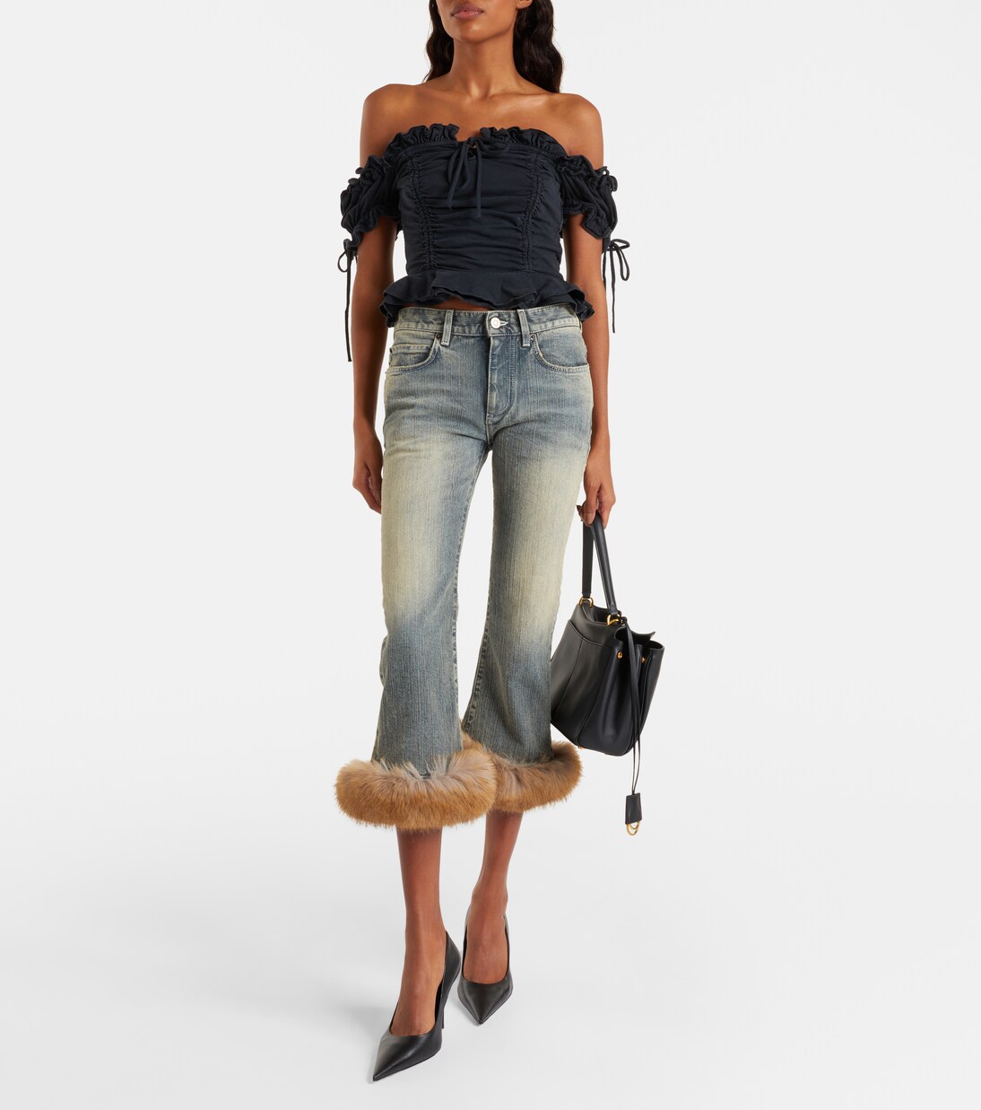 Gathered cotton crop top | Balenciaga