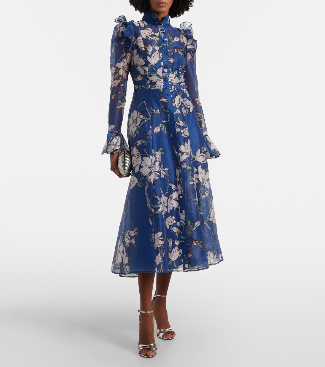 Katrina floral linen-blend midi dress | Leo Lin