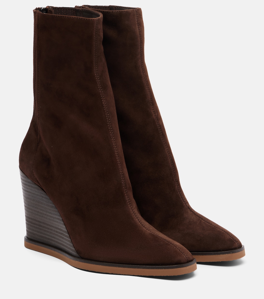 Saint Honoré 85绒面革坡跟及踝靴 | Aquazzura