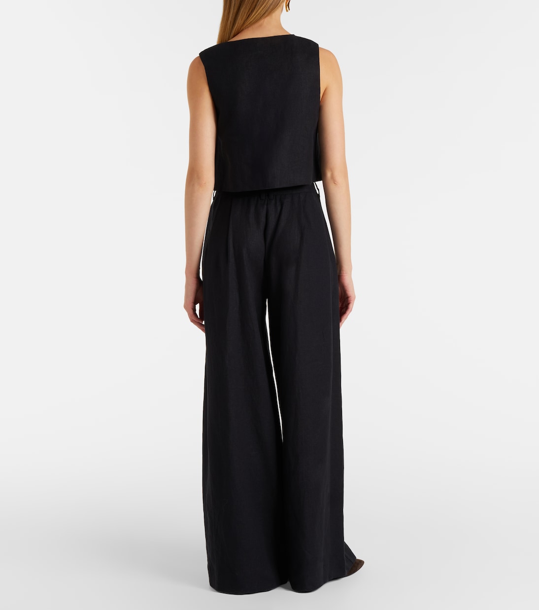 Pantalones anchos Parker de lino de tiro alto | Posse