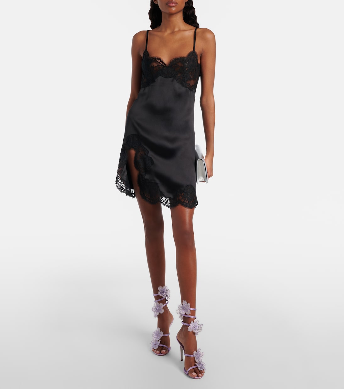 Floriane floral-appliqué satin sandals | Rene Caovilla