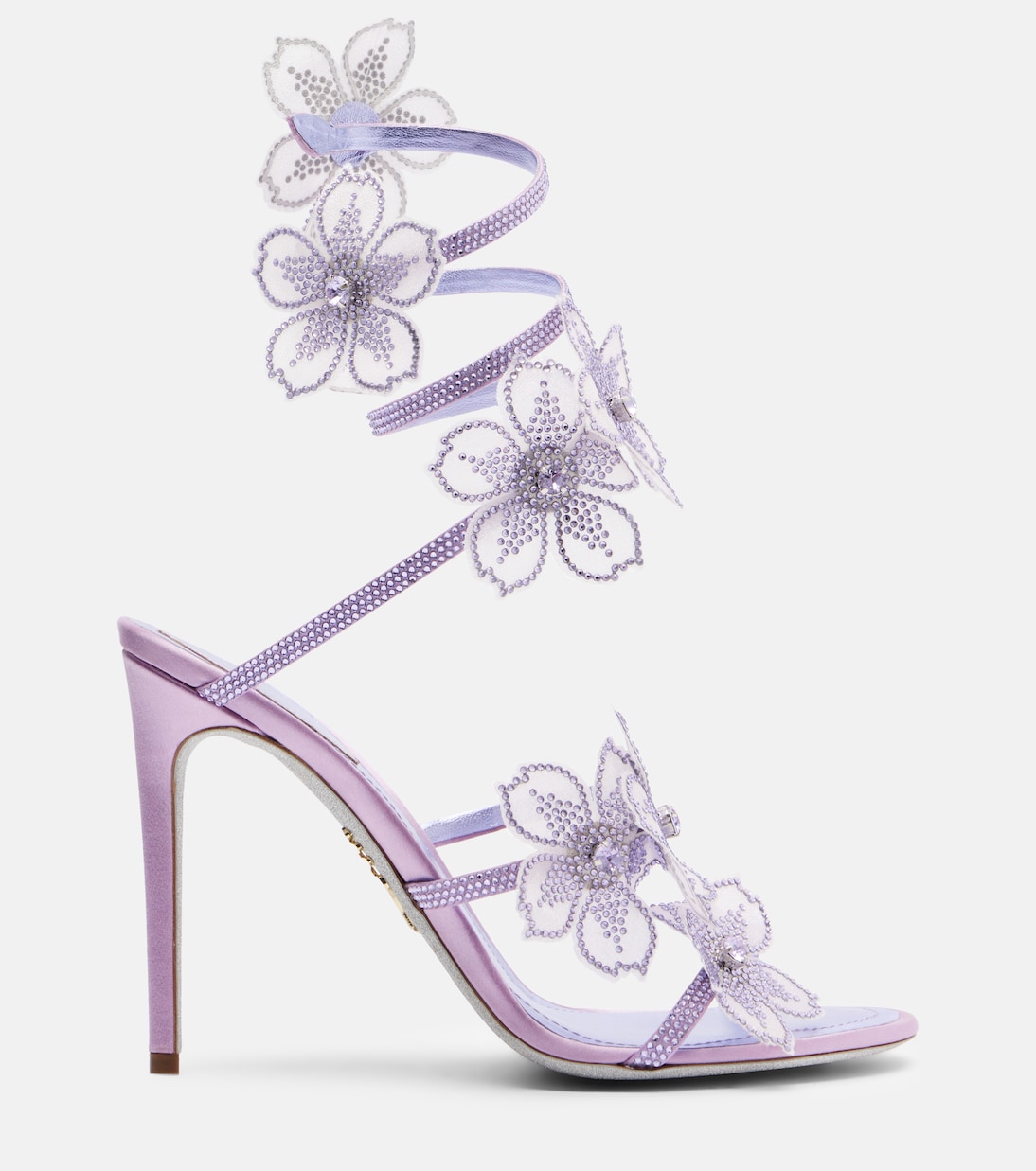 Floriane floral-appliqué satin sandals | Rene Caovilla