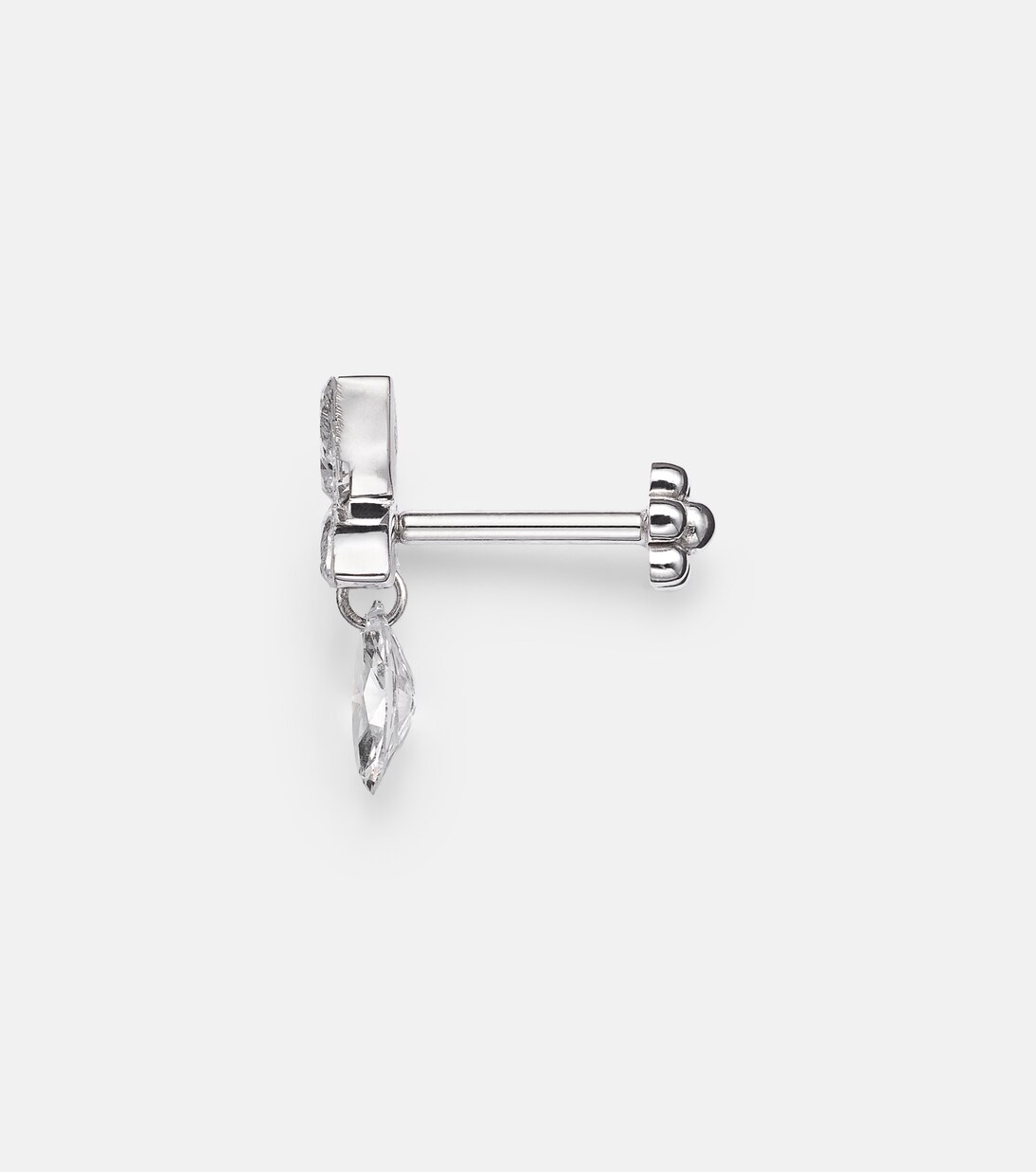 Echo 18kt white gold single earring with diamonds | Maria Tash