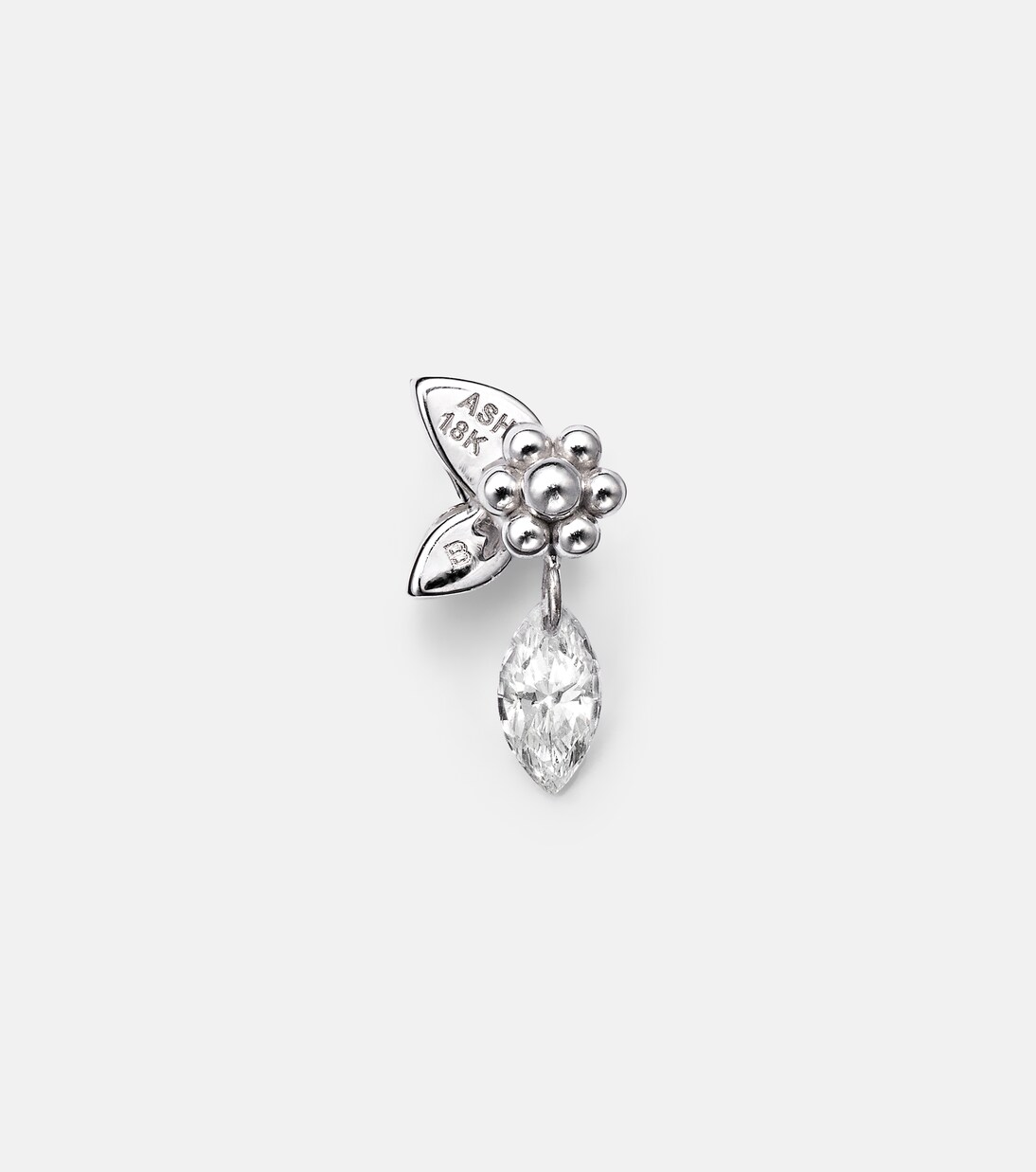 Echo 18kt white gold single earring with diamonds | Maria Tash
