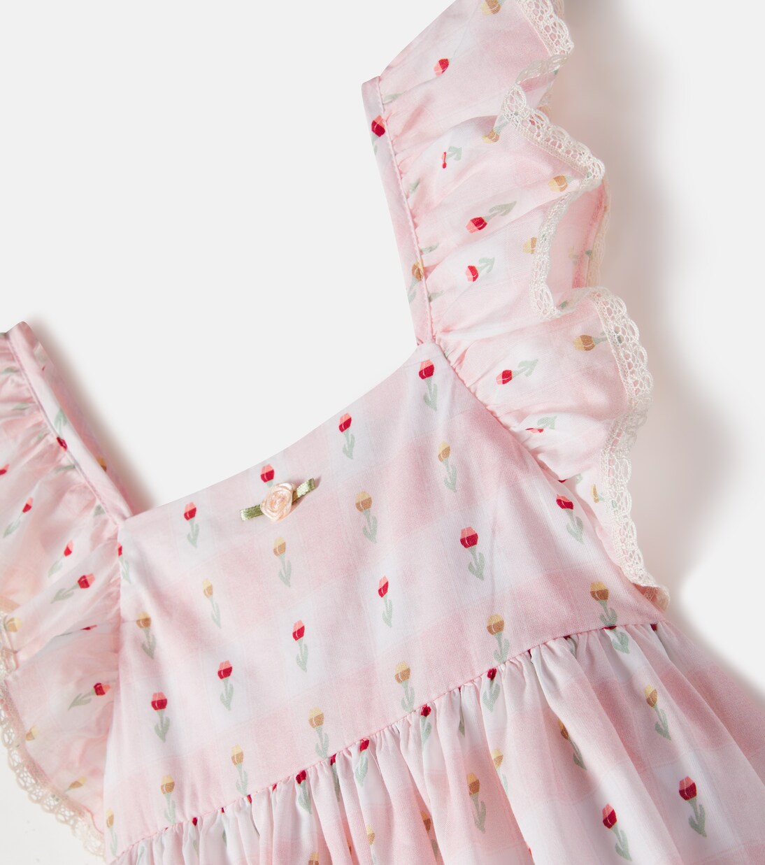 Bella checked floral cotton dress | Bebe Organic