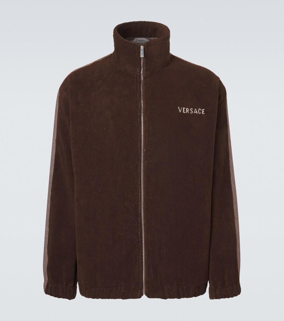 Logo cotton terry zip-up sweatshirt | Versace