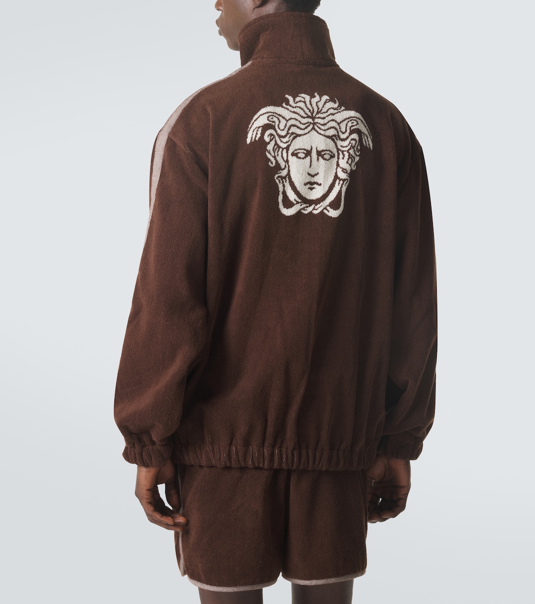 Logo cotton terry zip-up sweatshirt | Versace