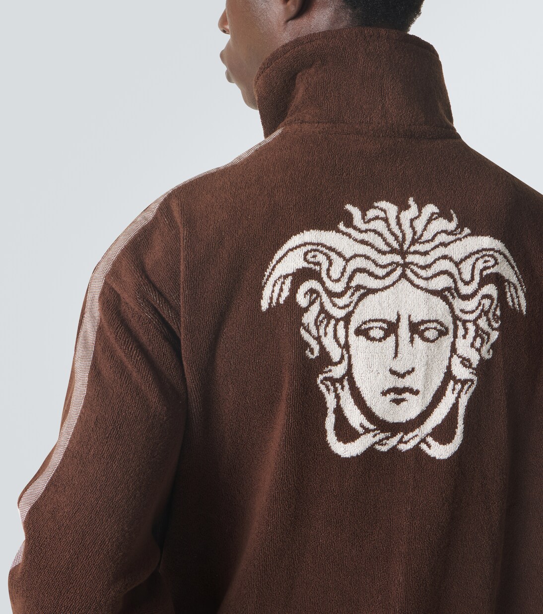 Logo cotton terry zip-up sweatshirt | Versace