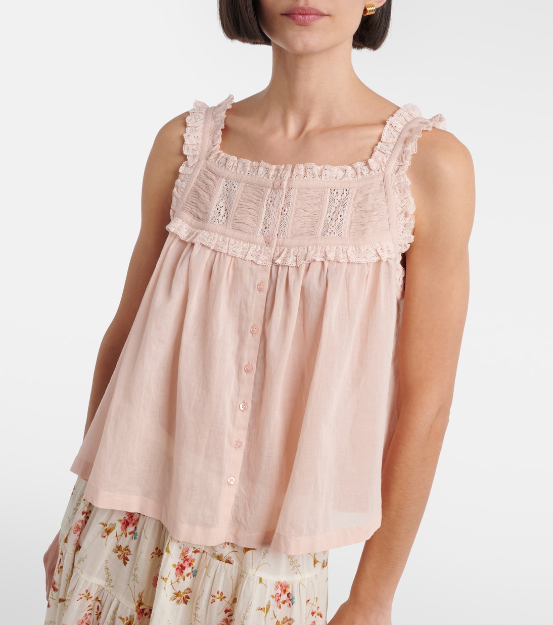 Fidella lace-trimmed cotton top | Dôen