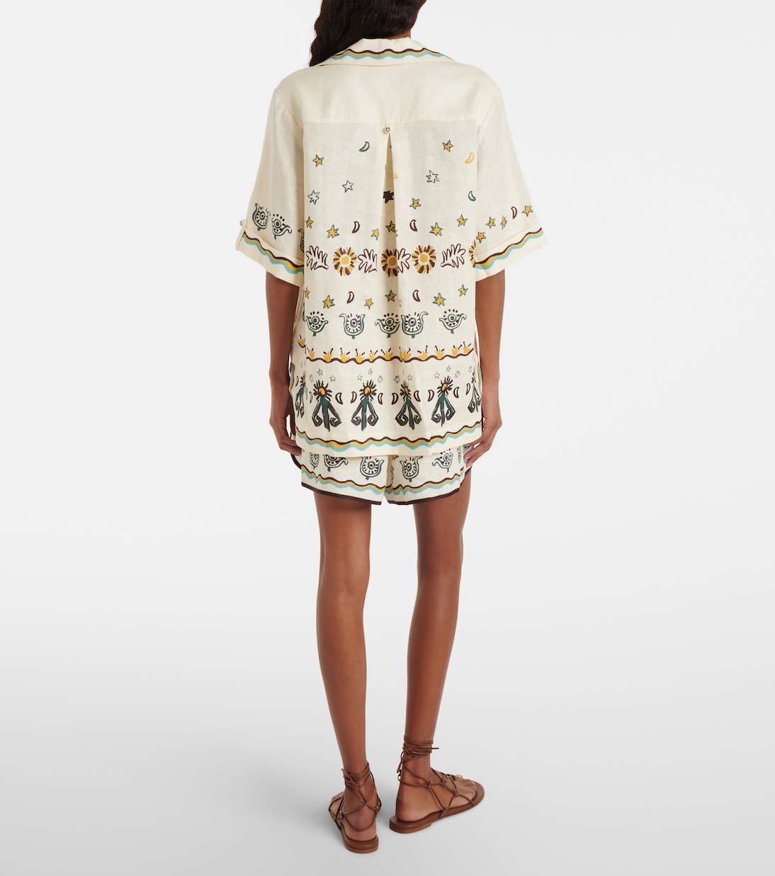 Sun Dancer printed linen shorts | Alémais